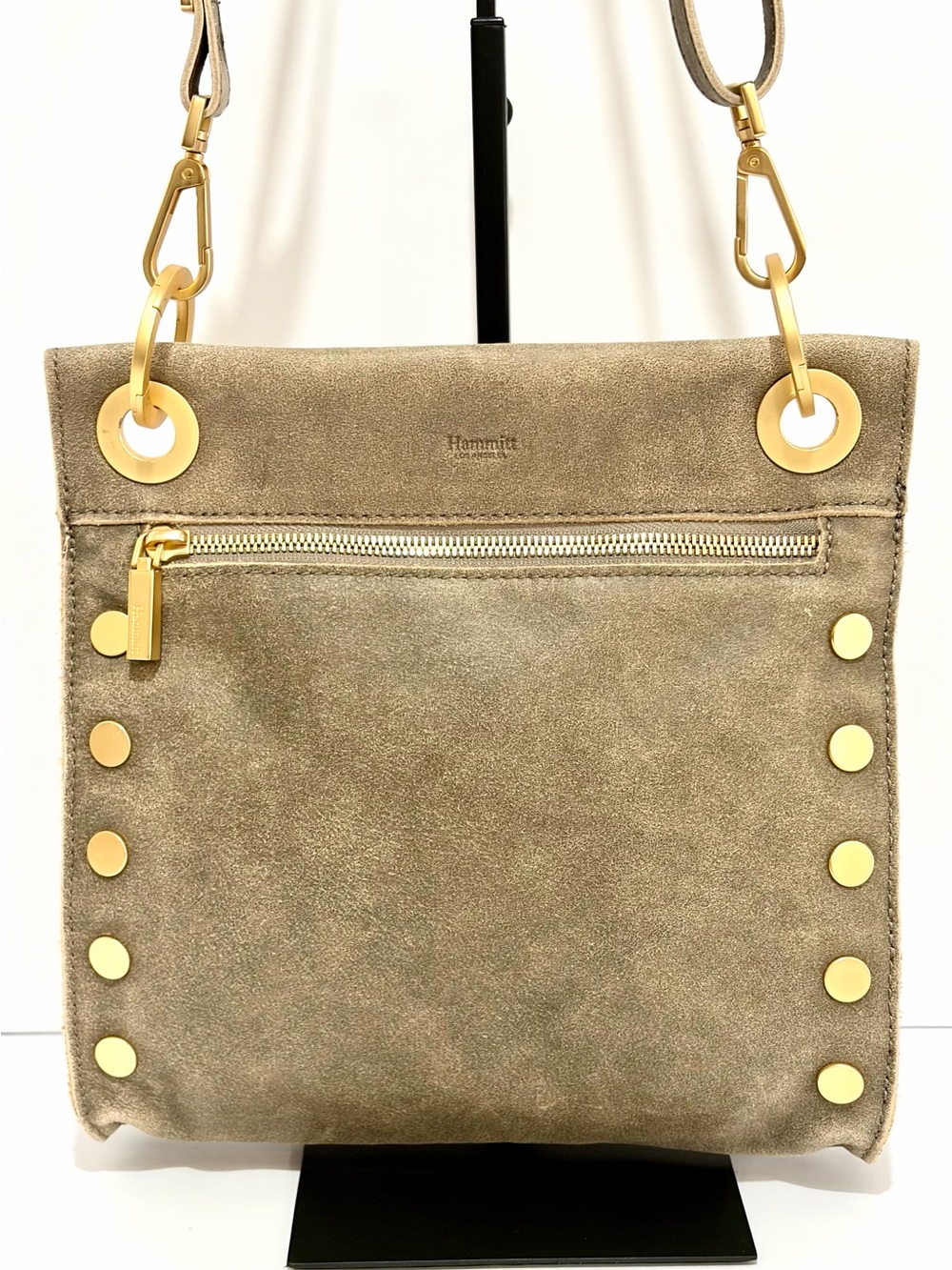 Hammitt Tony Medium Crossbody Bag In Pewter Leather/Brushed Gold Hardware